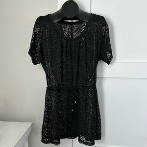 Merona Black Cold Shoulder Swim Cover Up